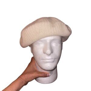 Aris Vintage Womens Hat Beret One Size Cream Angora Wool